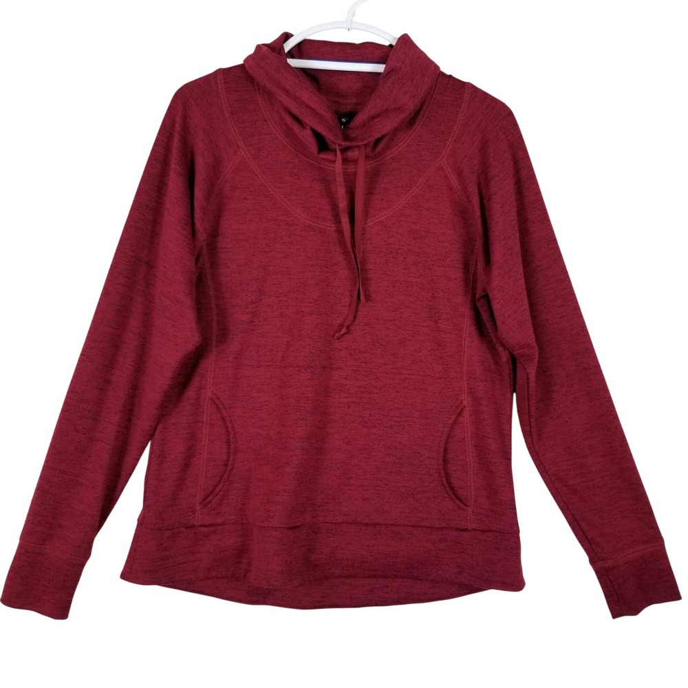 Kuhl Womens Burgundy Heathered Funnel Neck Pullover Sweatshirt Pockets Large